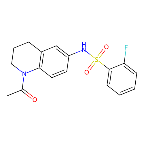 N-(1-acetyl-3,4-dihydro-2H-quinolin-6-yl)-2-fluorobenzenesulfonamide structure