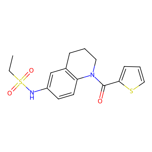 N-[1-(thiophene-2-carbonyl)-3,4-dihydro-2H-quinolin-6-yl]ethanesulfonamide structure