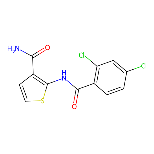 2-(2,4-Dichlorobenzamido)thiophene-3-carboxamide structure