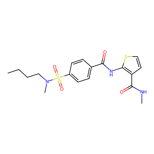 2-(4-(N-butyl-N-methylsulfamoyl)benzamido)-N-methylthiophene-3-carboxamide structure