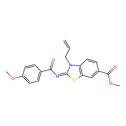 (Z)-methyl 3-allyl-2-((4-methoxybenzoyl)imino)-2,3-dihydrobenzo[d]thiazole-6-carboxylate structure