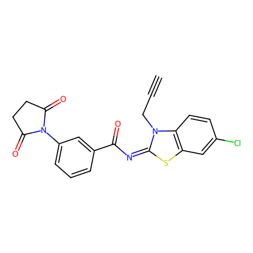 (Z)-N-(6-chloro-3-(prop-2-yn-1-yl)benzo[d]thiazol-2(3H)-ylidene)-3-(2,5-dioxopyrrolidin-1-yl)benzamide structure