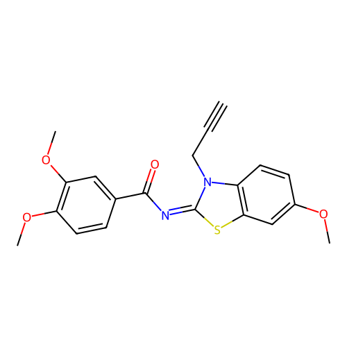 3,4-dimethoxy-N-(6-methoxy-3-prop-2-ynyl-1,3-benzothiazol-2-ylidene)benzamide structure
