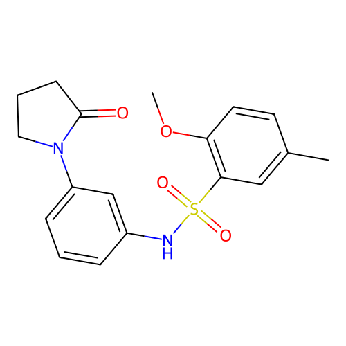 2-methoxy-5-methyl-N-(3-(2-oxopyrrolidin-1-yl)phenyl)benzenesulfonamide structure