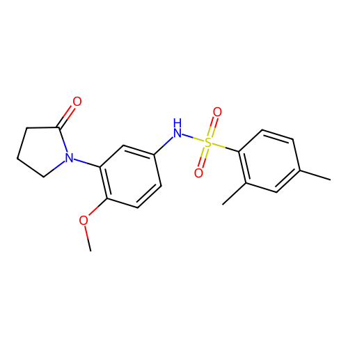N-(4-methoxy-3-(2-oxopyrrolidin-1-yl)phenyl)-2,4-dimethylbenzenesulfonamide structure