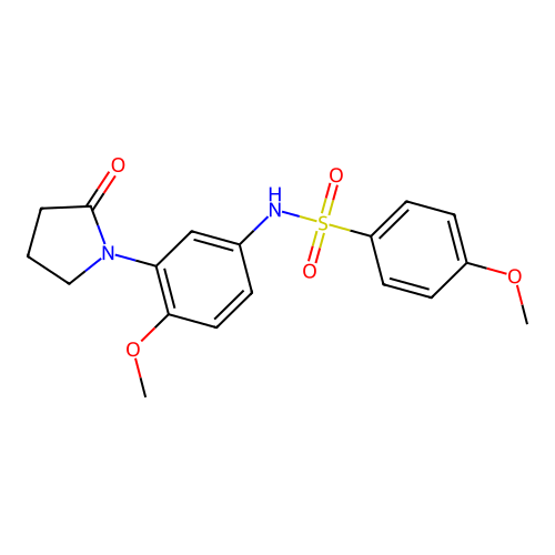 4-methoxy-N-(4-methoxy-3-(2-oxopyrrolidin-1-yl)phenyl)benzenesulfonamide structure