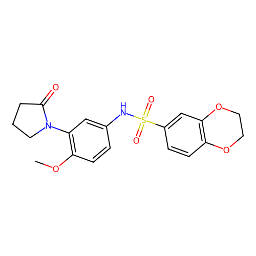N-[4-methoxy-3-(2-oxopyrrolidin-1-yl)phenyl]-2,3-dihydro-1,4-benzodioxine-6-sulfonamide structure