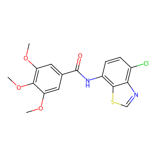 N-(4-chloro-1,3-benzothiazol-7-yl)-3,4,5-trimethoxybenzamide structure