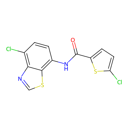 5-chloro-N-(4-chloro-1,3-benzothiazol-7-yl)thiophene-2-carboxamide structure