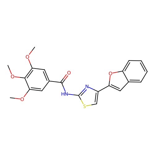 N-[4-(1-benzofuran-2-yl)-1,3-thiazol-2-yl]-3,4,5-trimethoxybenzamide structure