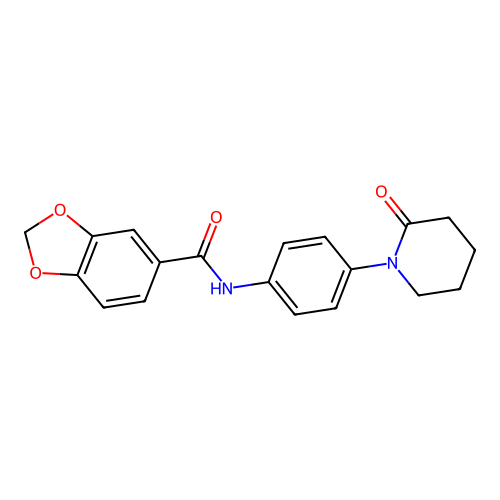 N-[4-(2-oxopiperidin-1-yl)phenyl]-1,3-benzodioxole-5-carboxamide structure