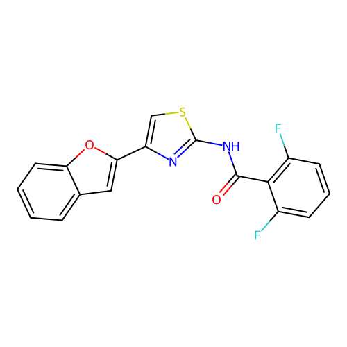 N-[4-(1-benzofuran-2-yl)-1,3-thiazol-2-yl]-2,6-difluorobenzamide structure