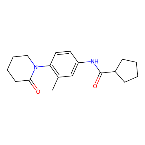 N-[3-methyl-4-(2-oxopiperidin-1-yl)phenyl]cyclopentanecarboxamide structure