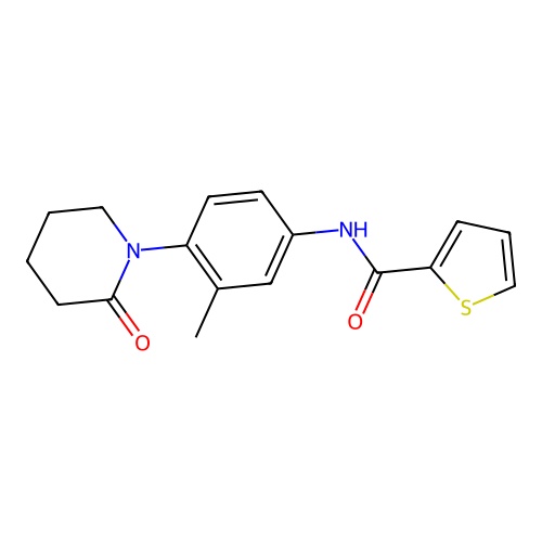 N-[3-methyl-4-(2-oxopiperidin-1-yl)phenyl]thiophene-2-carboxamide structure