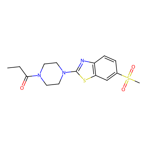 1-(4-(6-(Methylsulfonyl)benzo[d]thiazol-2-yl)piperazin-1-yl)propan-1-one structure