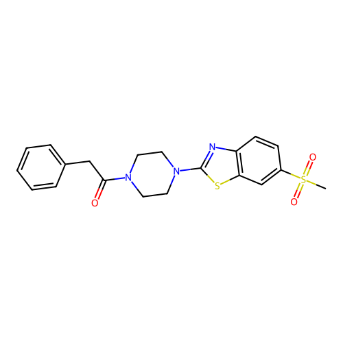1-(4-(6-(Methylsulfonyl)benzo[d]thiazol-2-yl)piperazin-1-yl)-2-phenylethanone structure