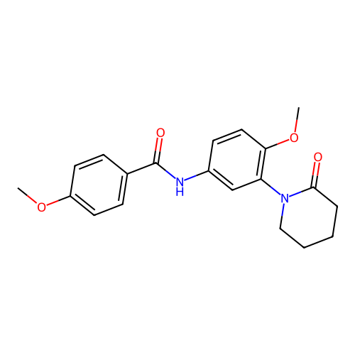 4-methoxy-N-[4-methoxy-3-(2-oxopiperidin-1-yl)phenyl]benzamide structure