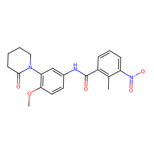 N-[4-methoxy-3-(2-oxopiperidin-1-yl)phenyl]-2-methyl-3-nitrobenzamide structure