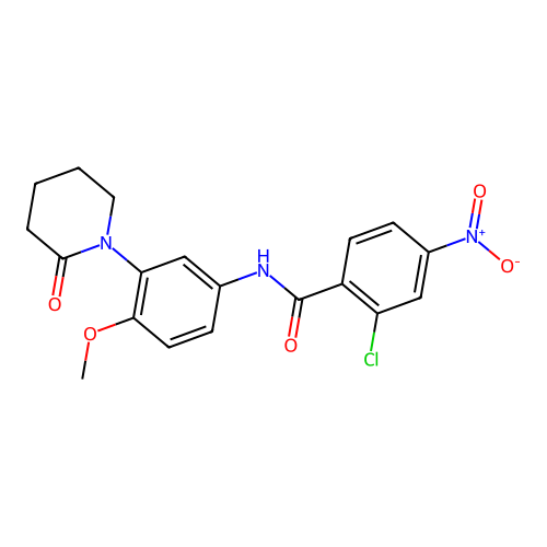 2-chloro-N-[4-methoxy-3-(2-oxopiperidin-1-yl)phenyl]-4-nitrobenzamide structure