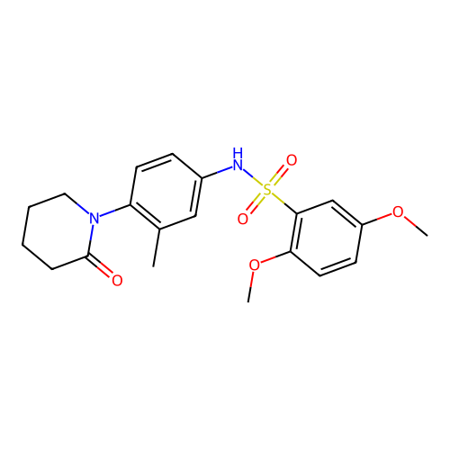 2,5-dimethoxy-N-(3-methyl-4-(2-oxopiperidin-1-yl)phenyl)benzenesulfonamide structure