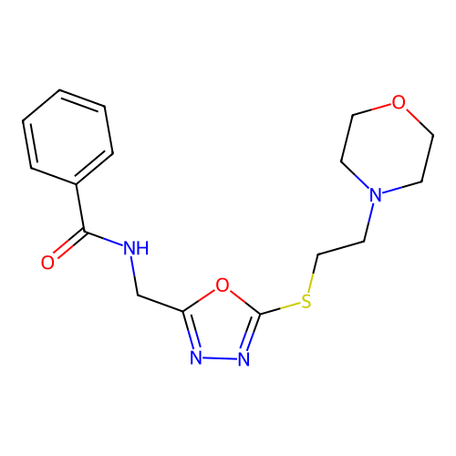 N-[[5-(2-morpholin-4-ylethylsulfanyl)-1,3,4-oxadiazol-2-yl]methyl]benzamide structure