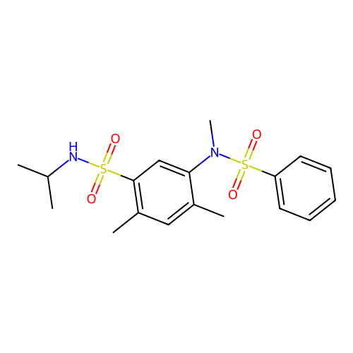 5-[benzenesulfonyl(methyl)amino]-2,4-dimethyl-N-propan-2-ylbenzenesulfonamide structure