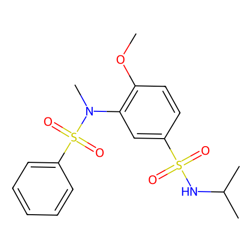 3-[benzenesulfonyl(methyl)amino]-4-methoxy-N-propan-2-ylbenzenesulfonamide structure