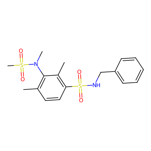 N-benzyl-2,4-dimethyl-3-[methyl(methylsulfonyl)amino]benzenesulfonamide structure