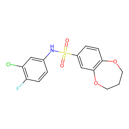 N-(3-chloro-4-fluorophenyl)-3,4-dihydro-2H-1,5-benzodioxepine-7-sulfonamide structure