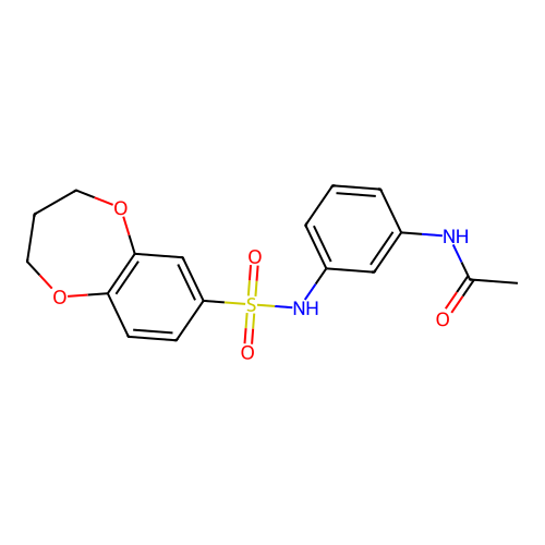 N-[3-(3,4-dihydro-2H-1,5-benzodioxepine-7-sulfonamido)phenyl]acetamide structure