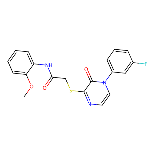 2-{[4-(3-fluorophenyl)-3-oxo-3,4-dihydropyrazin-2-yl]sulfanyl}-N-(2-methoxyphenyl)acetamide structure