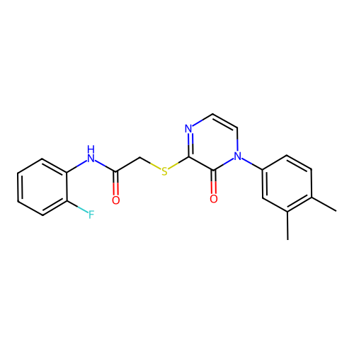 2-[4-(3,4-dimethylphenyl)-3-oxopyrazin-2-yl]sulfanyl-N-(2-fluorophenyl)acetamide structure