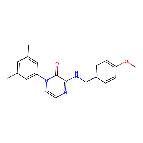 1-(3,5-Dimethylphenyl)-3-[(4-methoxyphenyl)methylamino]pyrazin-2-one structure