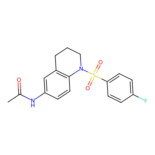 N-(1-((4-fluorophenyl)sulfonyl)-1,2,3,4-tetrahydroquinolin-6-yl)acetamide structure