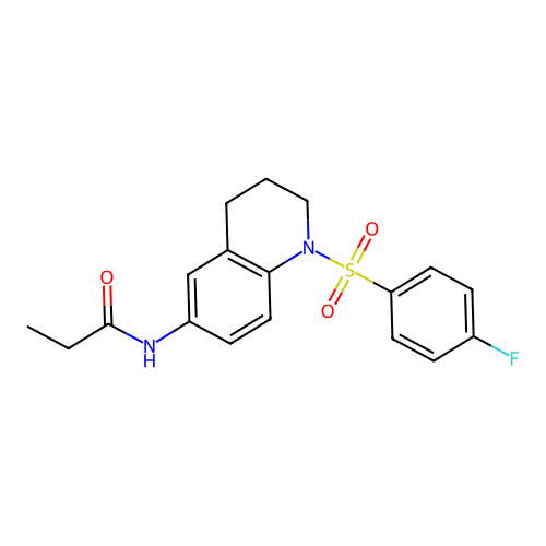 N-(1-((4-fluorophenyl)sulfonyl)-1,2,3,4-tetrahydroquinolin-6-yl)propionamide structure