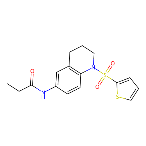 N-(1-thiophen-2-ylsulfonyl-3,4-dihydro-2H-quinolin-6-yl)propanamide structure