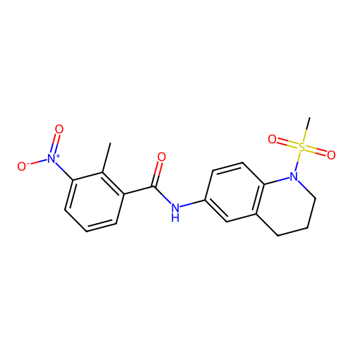 2-methyl-N-(1-methylsulfonyl-3,4-dihydro-2H-quinolin-6-yl)-3-nitrobenzamide structure