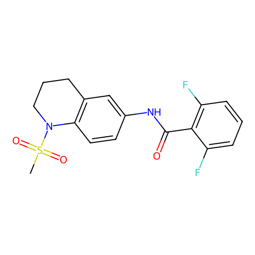 2,6-difluoro-N-(1-methylsulfonyl-3,4-dihydro-2H-quinolin-6-yl)benzamide structure