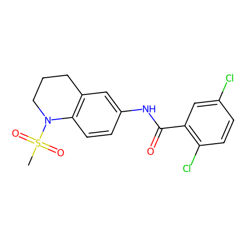 2,5-dichloro-N-(1-methylsulfonyl-3,4-dihydro-2H-quinolin-6-yl)benzamide structure