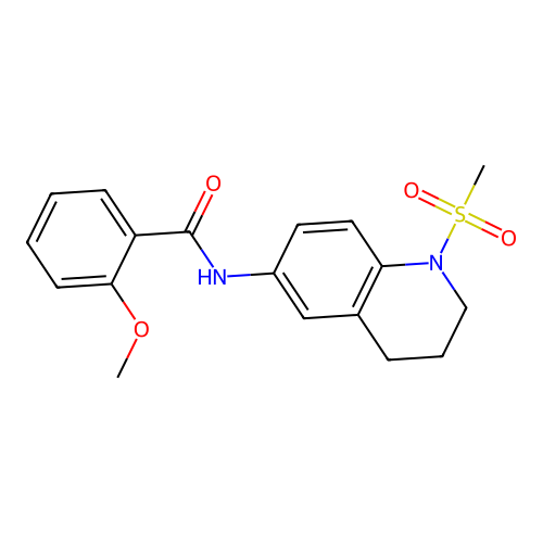 2-methoxy-N-(1-methylsulfonyl-3,4-dihydro-2H-quinolin-6-yl)benzamide structure