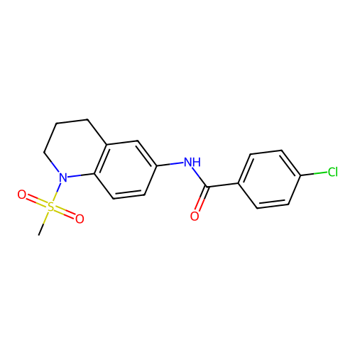 4-chloro-N-(1-methylsulfonyl-3,4-dihydro-2H-quinolin-6-yl)benzamide structure