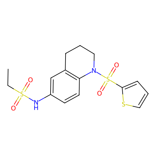 N-(1-thiophen-2-ylsulfonyl-3,4-dihydro-2H-quinolin-6-yl)ethanesulfonamide structure