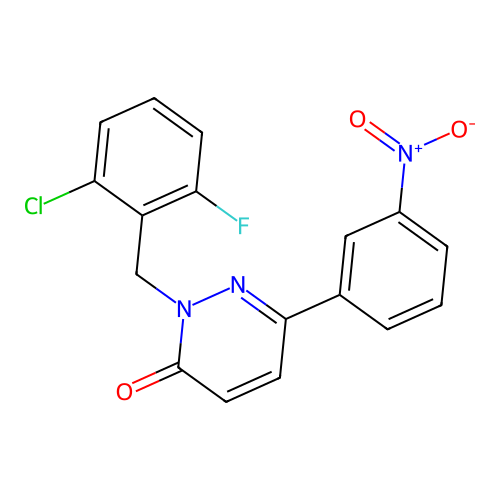 2-[(2-Chloro-6-fluorophenyl)methyl]-6-(3-nitrophenyl)pyridazin-3-one structure