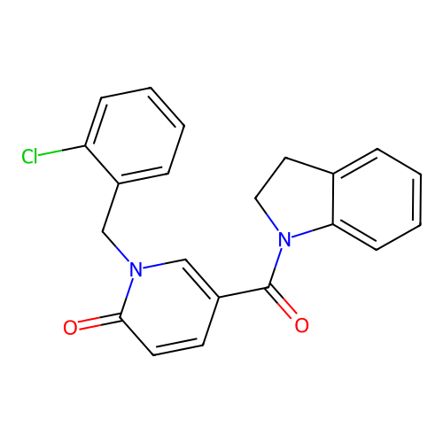 1-(2-chlorobenzyl)-5-(indoline-1-carbonyl)pyridin-2(1H)-one structure
