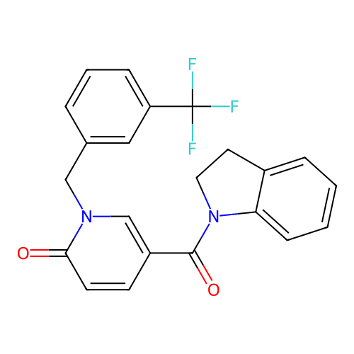 5-(indoline-1-carbonyl)-1-(3-(trifluoromethyl)benzyl)pyridin-2(1H)-one structure