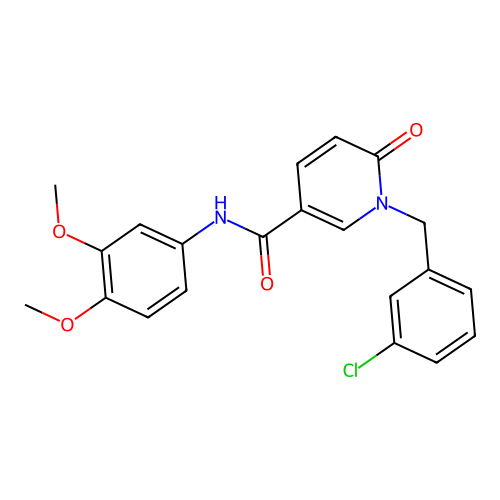1-[(3-chlorophenyl)methyl]-N-(3,4-dimethoxyphenyl)-6-oxopyridine-3-carboxamide structure