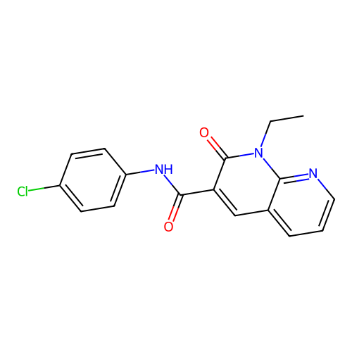 N-(4-chlorophenyl)-1-ethyl-2-oxo-1,2-dihydro-1,8-naphthyridine-3-carboxamide structure