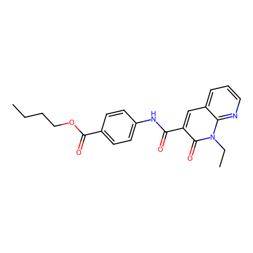 Butyl 4-(1-ethyl-2-oxo-1,2-dihydro-1,8-naphthyridine-3-carboxamido)benzoate structure