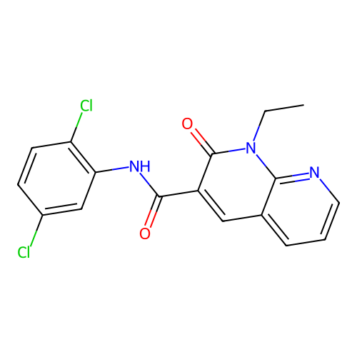 N-(2,5-dichlorophenyl)-1-ethyl-2-oxo-1,2-dihydro-1,8-naphthyridine-3-carboxamide structure