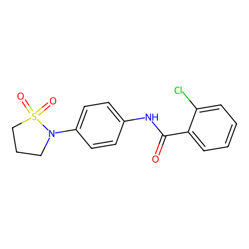 2-chloro-N-(4-(1,1-dioxidoisothiazolidin-2-yl)phenyl)benzamide structure